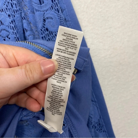 Chicos Lace Bomber Jacket Blue 0 / US XS - Picture 4 of 6